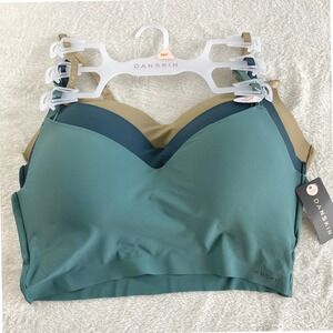 Danskin Wirefree Comfort Bra Size 38C 3pk Set Teal Blue Olive Smooth NWT
